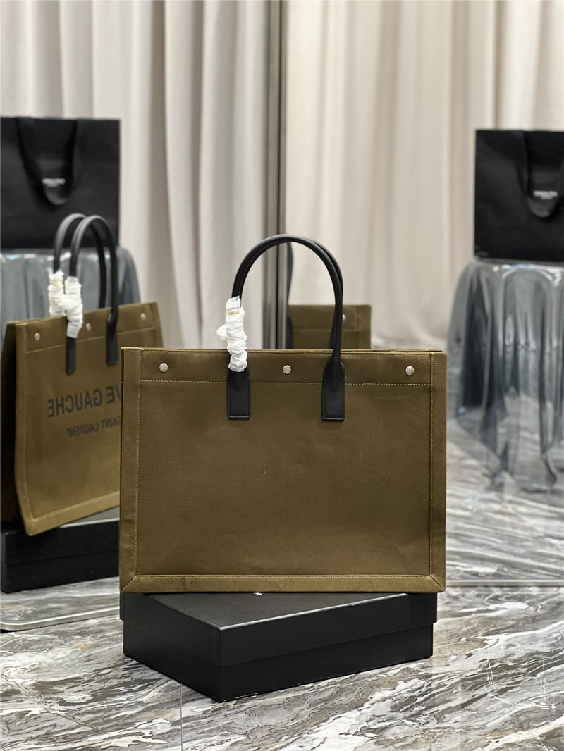 RIVE GAUCHE TOTE BAG IN LINEN AND LEATHER High