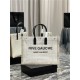 RIVE GAUCHE TOTE BAG IN LINEN AND LEATHER High