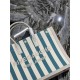 RIVE GAUCHE TOTE BAG IN LINEN AND LEATHER Stripe High