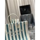 RIVE GAUCHE TOTE BAG IN LINEN AND LEATHER Stripe High