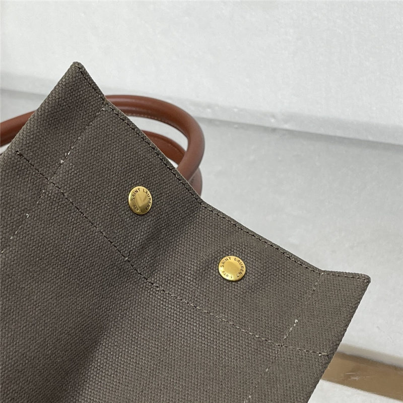 RIVE GAUCHE TOTE BAG IN LINEN AND LEATHER High