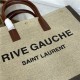 RIVE GAUCHE TOTE BAG IN LINEN AND LEATHER High