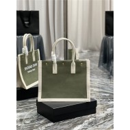 RIVE GAUCHE SMALL TOTE BAG IN LINEN AND LEATHER High