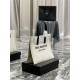 RIVE GAUCHE SMALL TOTE BAG IN LINEN AND LEATHER High