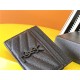 MONOGRAM CARD CASE IN GRAIN DE POUDRE EMBOSSED LEATHER Black-Metal Black High