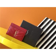 MONOGRAM CARD CASE IN GRAIN DE POUDRE EMBOSSED LEATHER Gold-Metal Red High