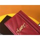 MONOGRAM CARD CASE IN GRAIN DE POUDRE EMBOSSED LEATHER Gold-Metal Red High