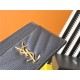 MONOGRAM CARD CASE IN GRAIN DE POUDRE EMBOSSED LEATHER Gold-Metal Grey Blue High