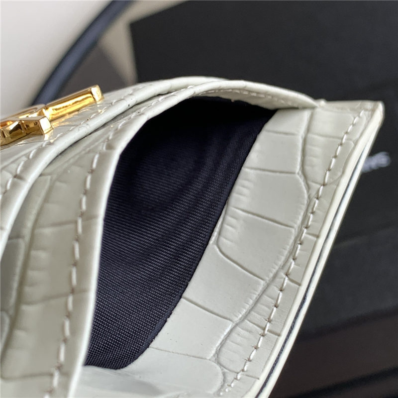 MONOGRAM CARD CASE IN CROCODILE Gold-Metal White High