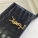 MONOGRAM CARD CASE IN CROCODILE Gold-Metal Black High