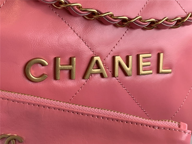 Chanel 22 SMALL HANDBAG Shiny Calfskin & Gold-Tone Metal AS3260 Pink High