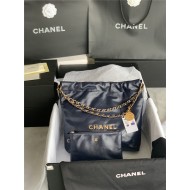 Chanel 22 SMALL HANDBAG Shiny Calfskin & Gold-Tone Metal AS3260 Navy High