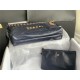 Chanel 22 SMALL HANDBAG Shiny Calfskin & Gold-Tone Metal AS3260 Navy High