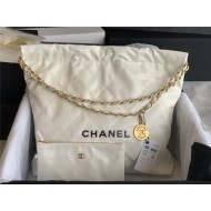 Chanel 22 MEDIUM HANDBAG Shiny Calfskin & Gold-Tone Metal AS3261 White High