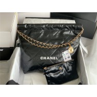 Chanel 22 MEDIUM HANDBAG Shiny Calfskin & Gold-Tone Metal AS3261 Black High