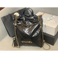 Chanel 22 BACKPACK Shiny Calfskin & Gold-Tone Metal AS3313 Black High