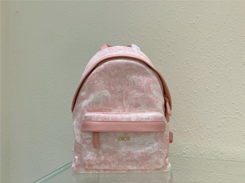 Dior MINI BACKPACK Cotton Canvas with Ivory Toile de Jouy Print Pale Pink High