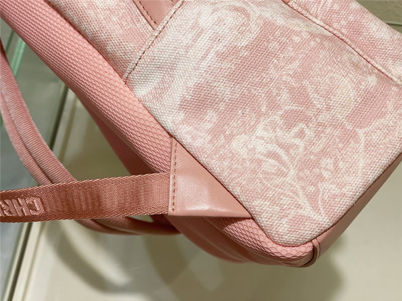 Dior MINI BACKPACK Cotton Canvas with Ivory Toile de Jouy Print Pale Pink High