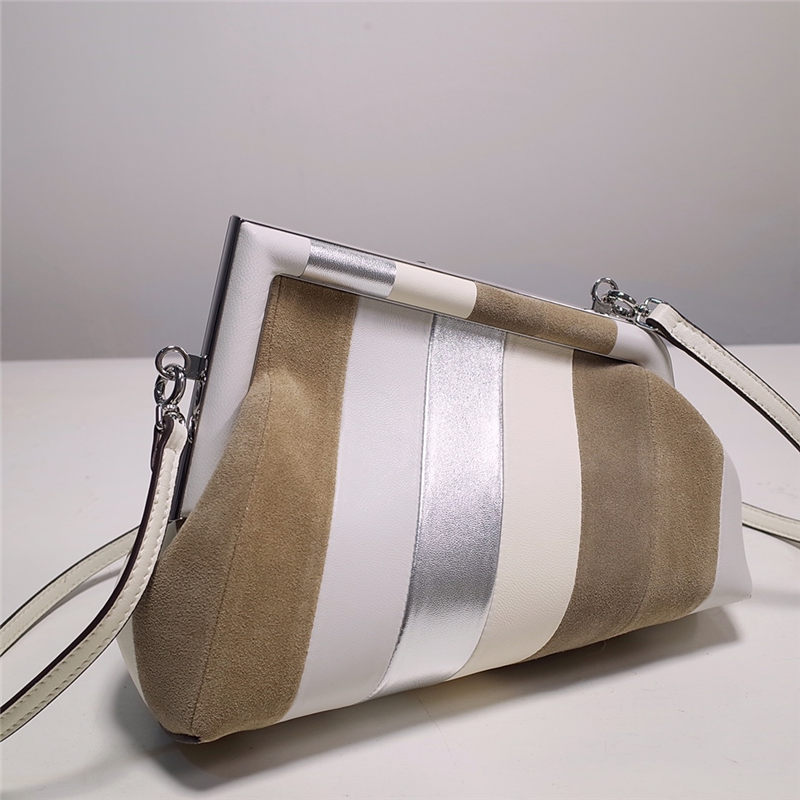 Fendi First Small Leather bag silver and light brown inlay High