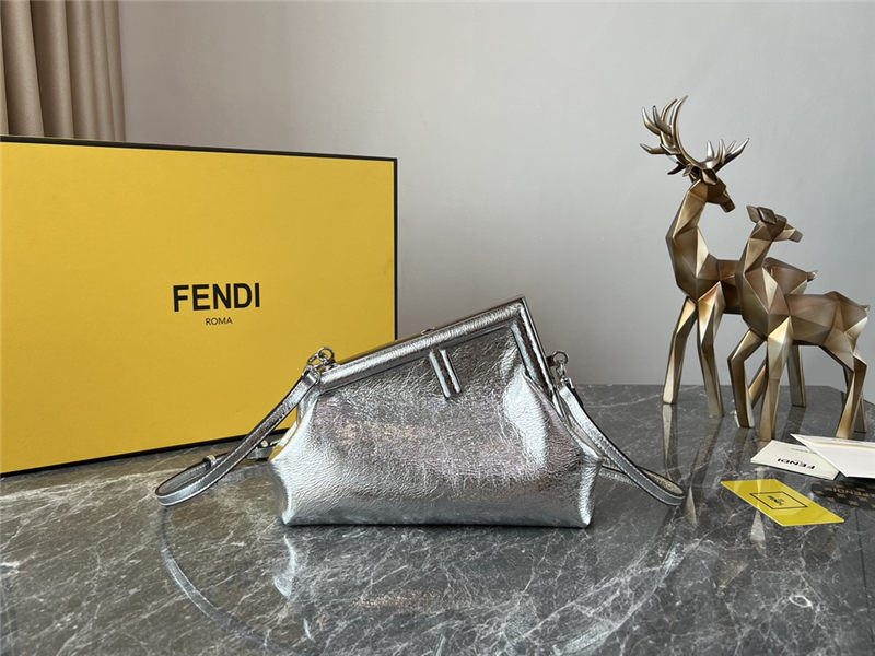 Fendi First Small Leather bag Silver wrinkle High