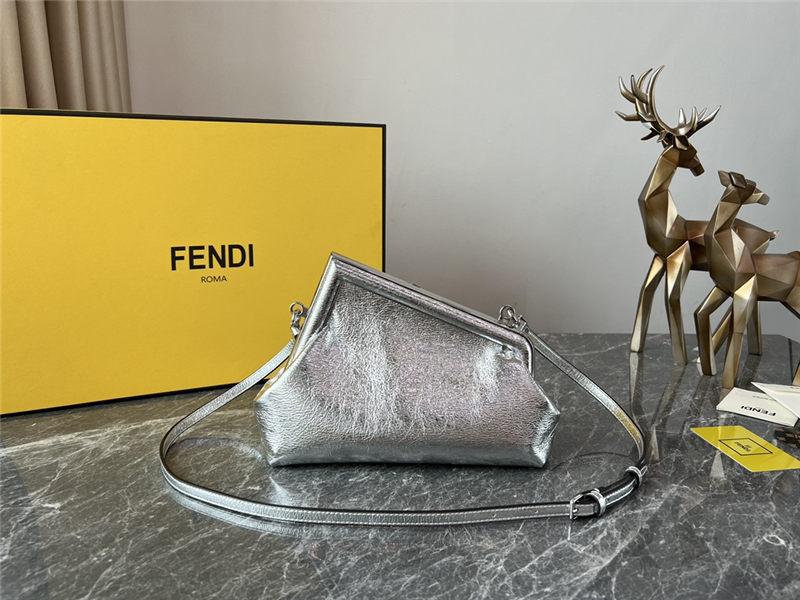 Fendi First Small Leather bag Silver wrinkle High