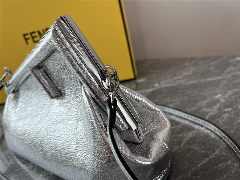 Fendi First Small Leather bag Silver wrinkle High