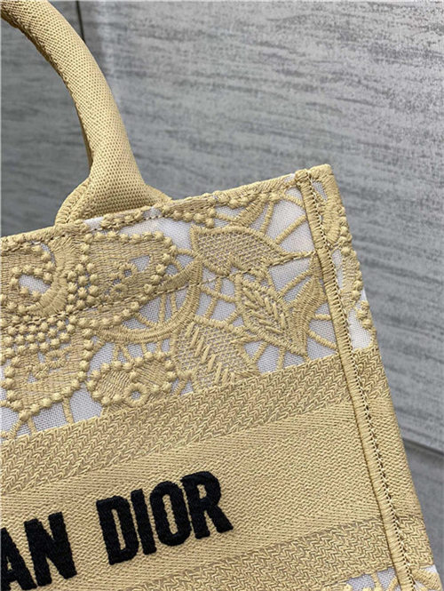 SMALL Dior BOOK TOTE D-Lace Embroidery with Macramé Effect High