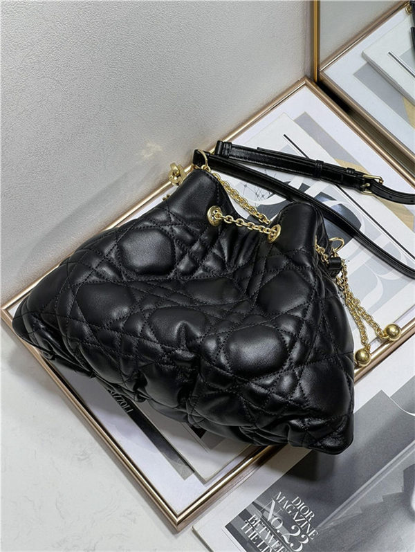 DIOR AMMI MEDIUM BAG Supple Macrocannage Lambskin Black High