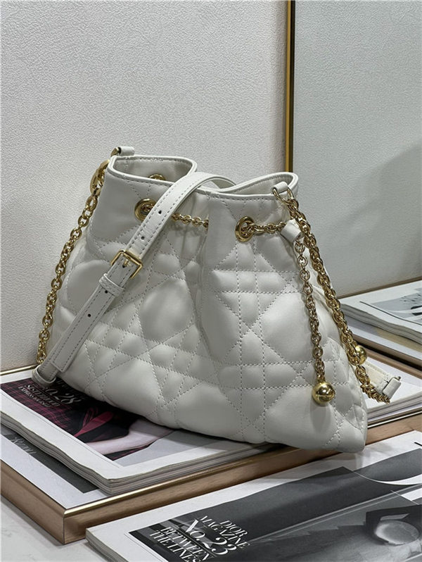 DIOR AMMI MEDIUM BAG Supple Macrocannage Lambskin White High