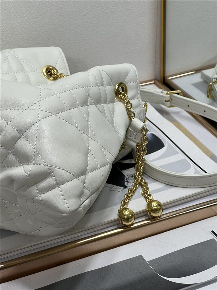 DIOR AMMI MEDIUM BAG Supple Macrocannage Lambskin White High