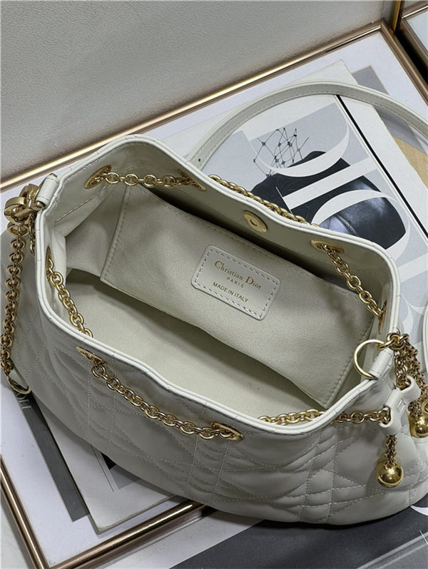 DIOR AMMI MEDIUM BAG Supple Macrocannage Lambskin White High