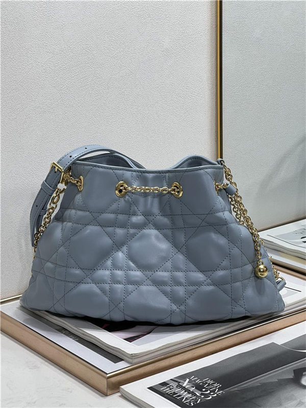 DIOR AMMI MEDIUM BAG Supple Macrocannage Lambskin Blue High