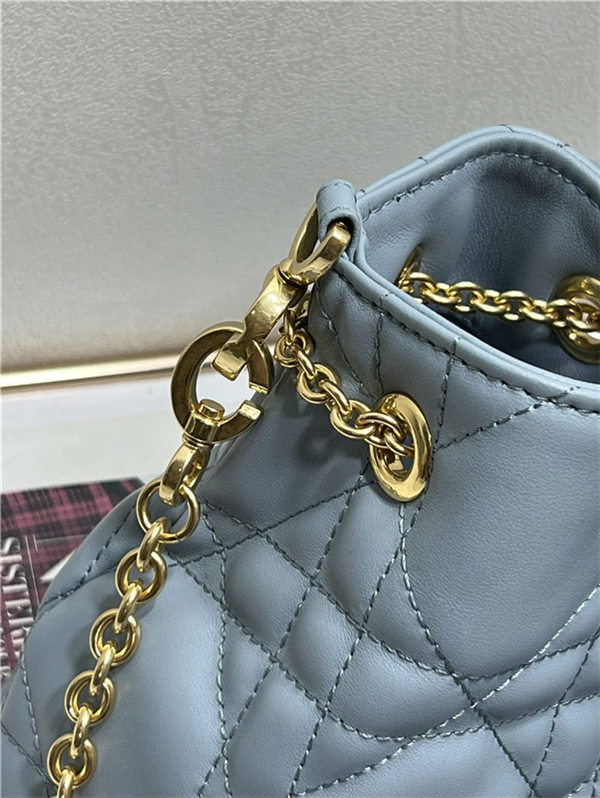 DIOR AMMI MEDIUM BAG Supple Macrocannage Lambskin Blue High