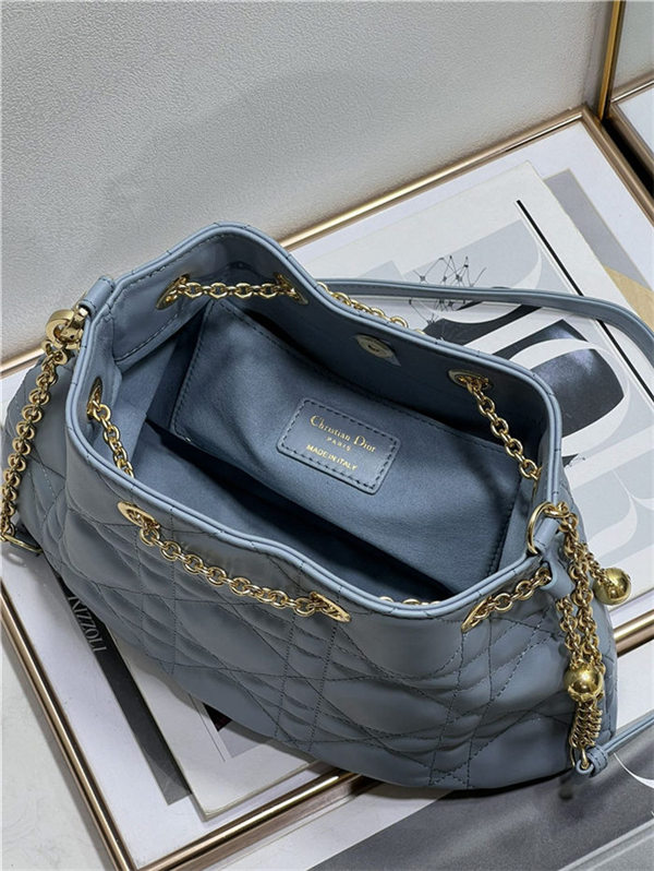 DIOR AMMI MEDIUM BAG Supple Macrocannage Lambskin Blue High