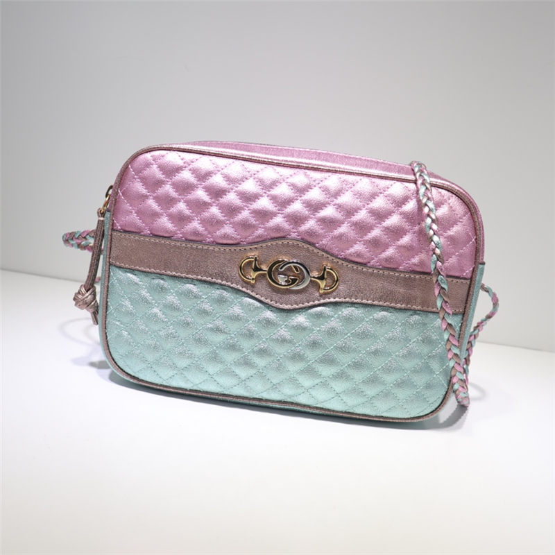 Gucci Laminated Leather Shoulder Bag 541061 Pink/Blue High