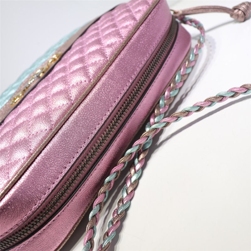 Gucci Laminated Leather Shoulder Bag 541061 Pink/Blue High