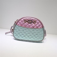 Gucci Laminated Leather Mini Shoulder Bag 534951 Pink/Blue High