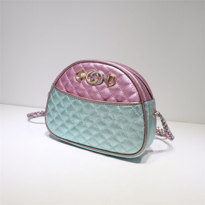 Gucci Laminated Leather Mini Shoulder Bag 534951 Pink/Blue High