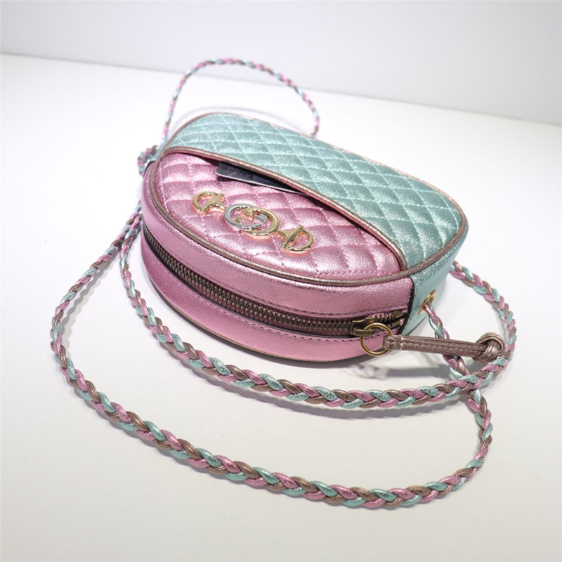 Gucci Laminated Leather Mini Shoulder Bag 534951 Pink/Blue High