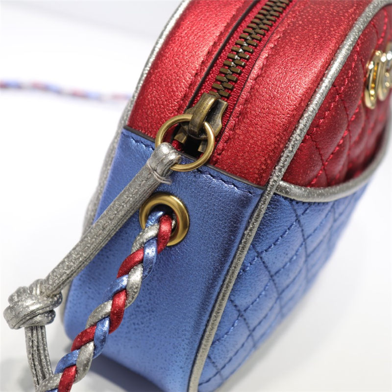 Gucci Laminated Leather Mini Shoulder Bag 534951 Red/Blue High