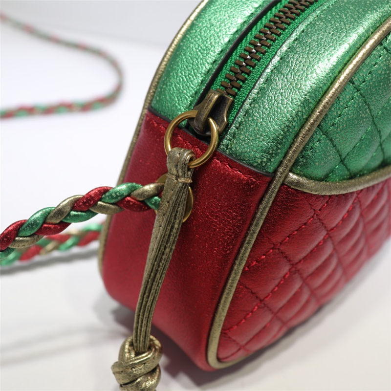 Gucci Laminated Leather Mini Shoulder Bag 534951 Green/Red High