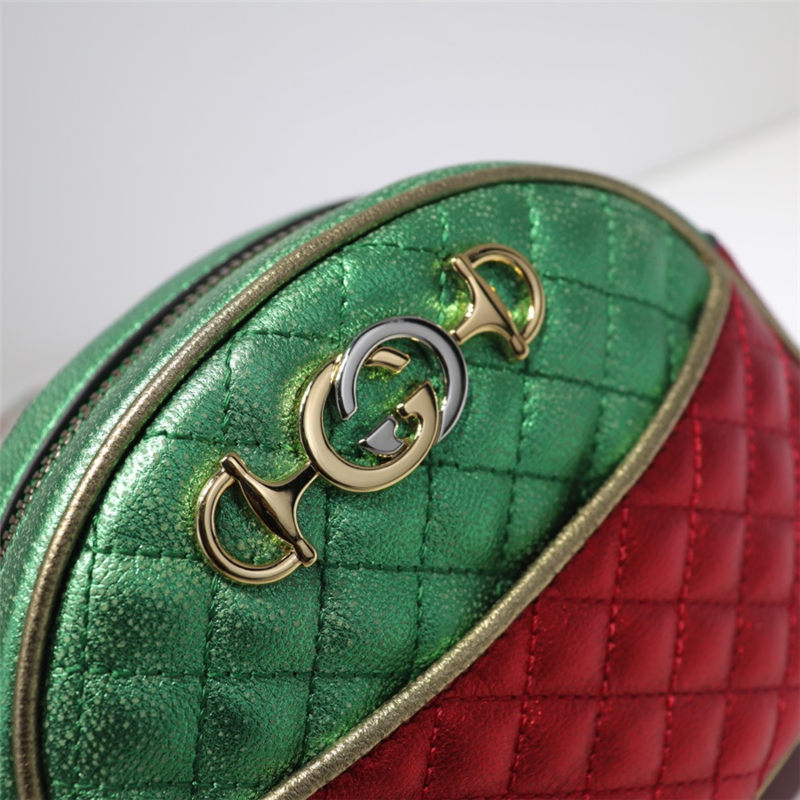 Gucci Laminated Leather Mini Shoulder Bag 534951 Green/Red High