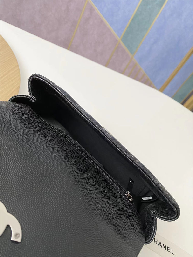 Mini Flap Bag Grained Calfskin Black Black A