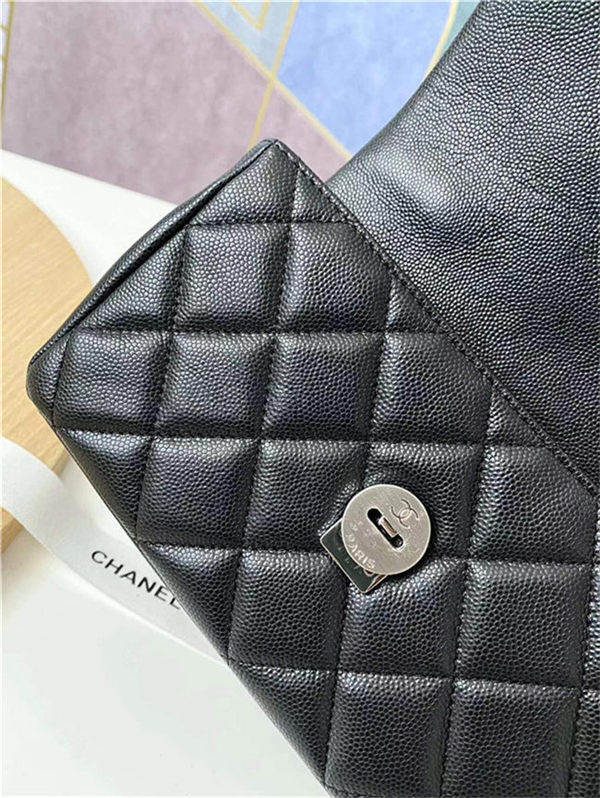 Mini Flap Bag Grained Calfskin Black Black A