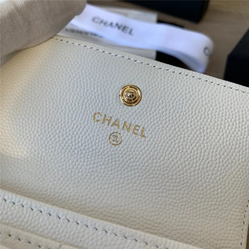 Chanel FLAP CARD HOLDER Grained Calfskin & Gold-Tone Metal AP2735 High