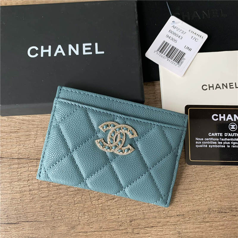 Chanel CARD HOLDER Grained Calfskin & Gold-Tone Metal AP2737 High