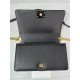 BOY Chanel HANDBAG Grained Calfskin Black Gold Metal High