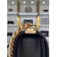 BOY Chanel HANDBAG Grained Calfskin Black Matt-Gold Metal High