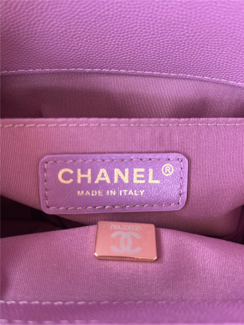 BOY Chanel HANDBAG Grained Calfskin Purple Matt-Gold Metal High