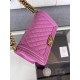 BOY Chanel HANDBAG Grained Calfskin Purple Anti-Gold Metal High